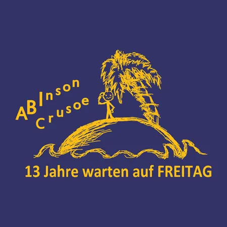 Robinson_Crusoe_Insel_und_Text Abinson Crusoe 13 Jahre warten auf freitag design