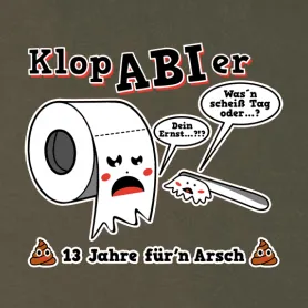 Illustration von Toilettenpapierrolle mit Gesicht, Sprechblasen und humorvollen Texten.
