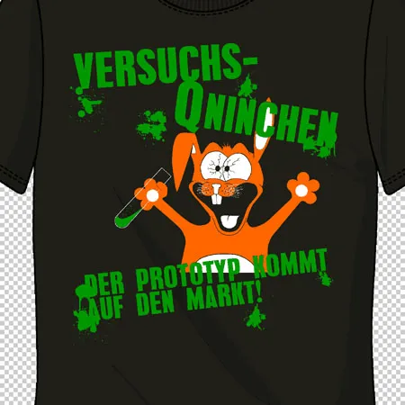schwarzes_tshirt_mit_comic_hase Versuchs-Qninchen - Der Prototyp kommt auf den Markt! design