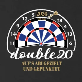 Darstellung eines Dartscheibe mit Pfeil und "2020 Abitur" Text.