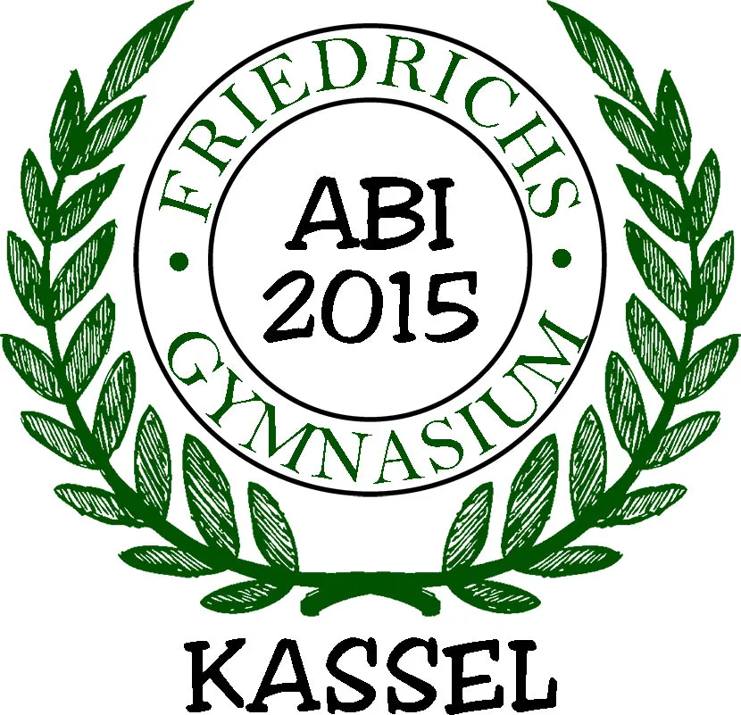 Logo mit Blätterkranz und Text: "Friedrichs Gymnasium ABI 2015 Kassel".
