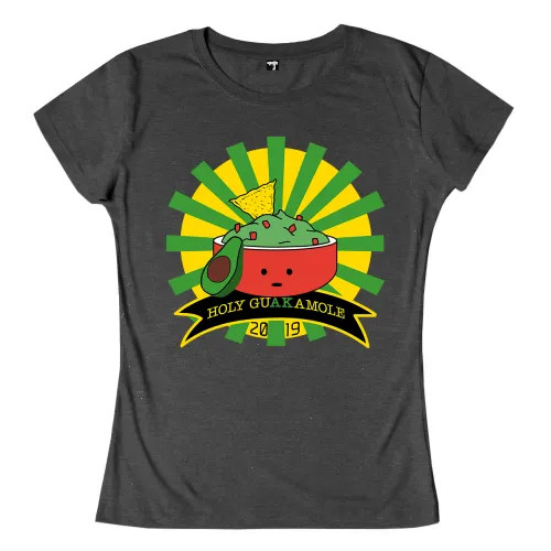 Comic-artige Schale mit Gesicht, gefüllt mit Guacamole und Avocado, vor gelb-grünem Strahlenhintergrund.