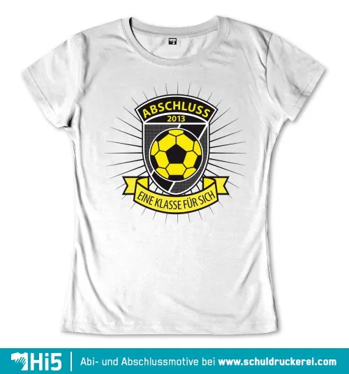 Design für einen Schulabschluss 2013 mit Fußball und Textbanner.