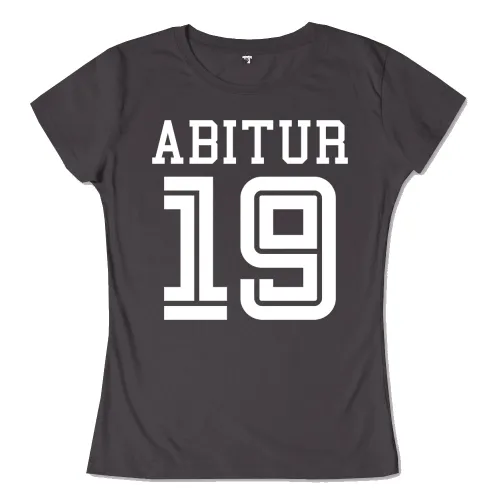 Schwarzer Text "ABITUR 19" auf weißem Hintergrund, stilisiert und blockartig.
