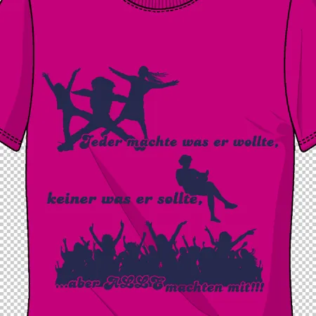 rosa_tshirt_mit_silhouette_und_text Jeder machte was er wollte, keiner was er sollte design