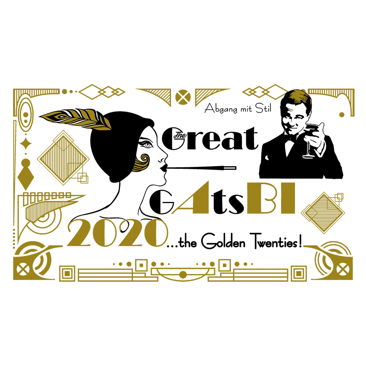 Silhouette eines Dinosauriers mit tribalartigen Mustern auf gelbem Hintergrund.