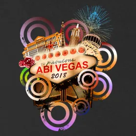 Grafik "Welcome to Fabulous ABI Vegas 2017" mit Vegas-Skyline, Würfeln und Zahnrädern.