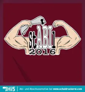 Illustration eines Muskelmanns, der ein Schild mit der Aufschrift "stABI 2016" zerreißt.