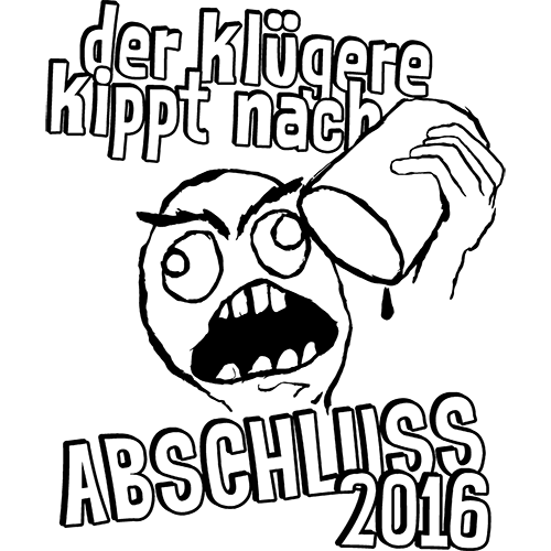 Schwarze Silhouette eines Kopfes und deutscher Text "Abschluss 2016".