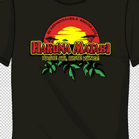 schwarzes_tshirt_mit_sonnenaufgang_und_spruch Hakuna MatABI - Haste ABI, biste König! design