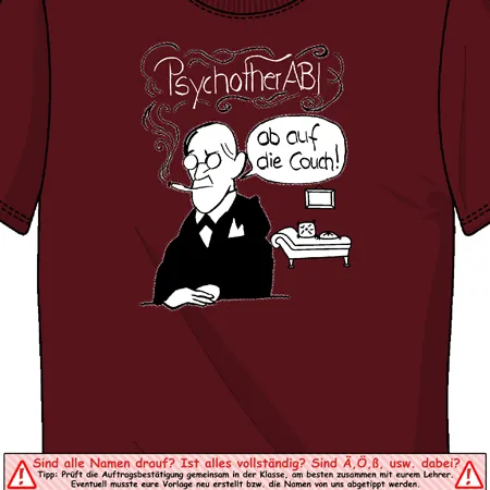 tshirt_design_psychotherapist_cartoon Psychotherabi - ab auf die Couch design