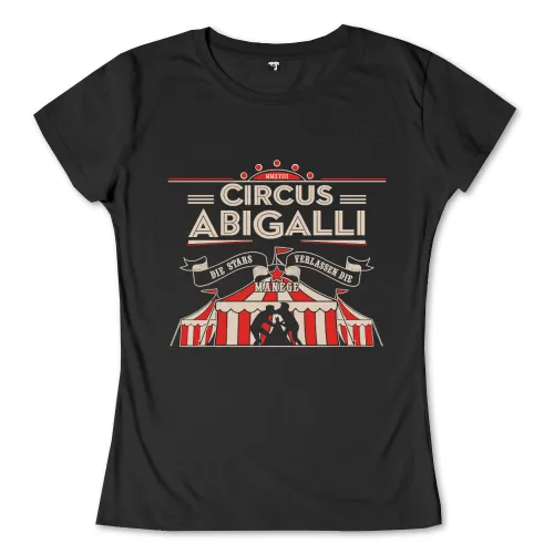 Grafische Darstellung eines Zirkuszelts mit Text "Circus Abigalli" und "Die Stars verlassen die Manege".