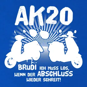 Zwei Schattenrisse von Personen auf Rollern mit einem Textbanner und dem Schriftzug "AK20".