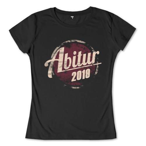Schwarzer Hintergrund mit rundem, abstraktem rotem Logo und weißer Schrift "Abitur 2018".