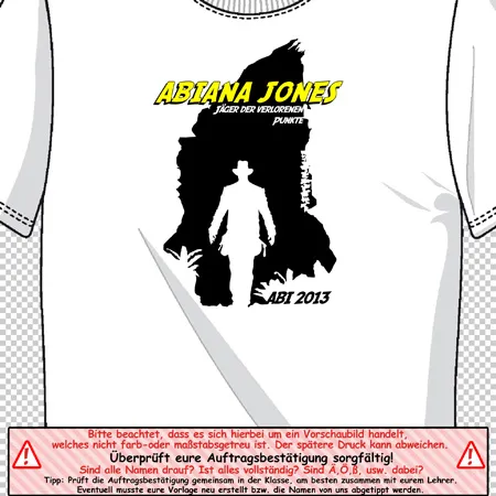 Abschluss_T_Shirt_Design_2013 Abiana Jones jäger der verlorenen punkte design