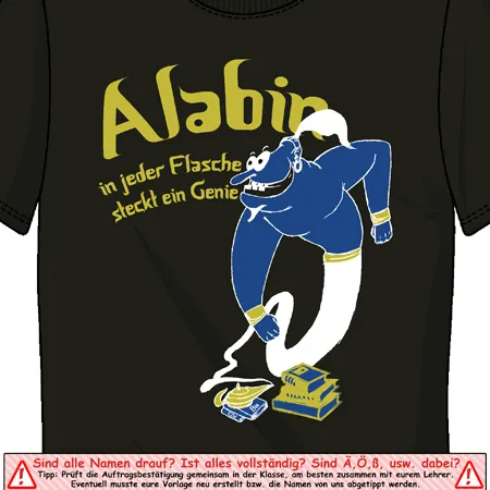 genie_auf_tshirt Alabin - in jeder Flasche steck ein Genie! design
