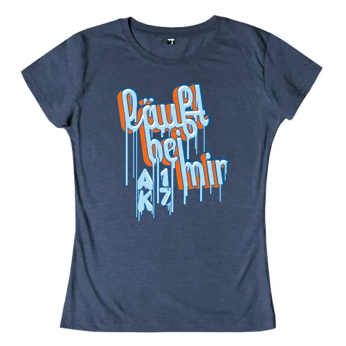 Blaue, schmelzende Schrift auf dunkelblauem Hintergrund mit Text 'PauAm the nec irK'.