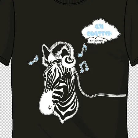 zebra_mit_kopfhoerern_auf_shirt Abi quatsch design