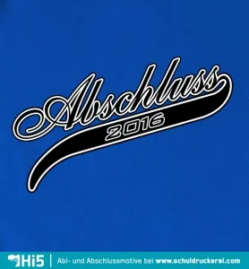 Logo mit der Aufschrift 'Abschluss 2016' auf blauem Hintergrund.
