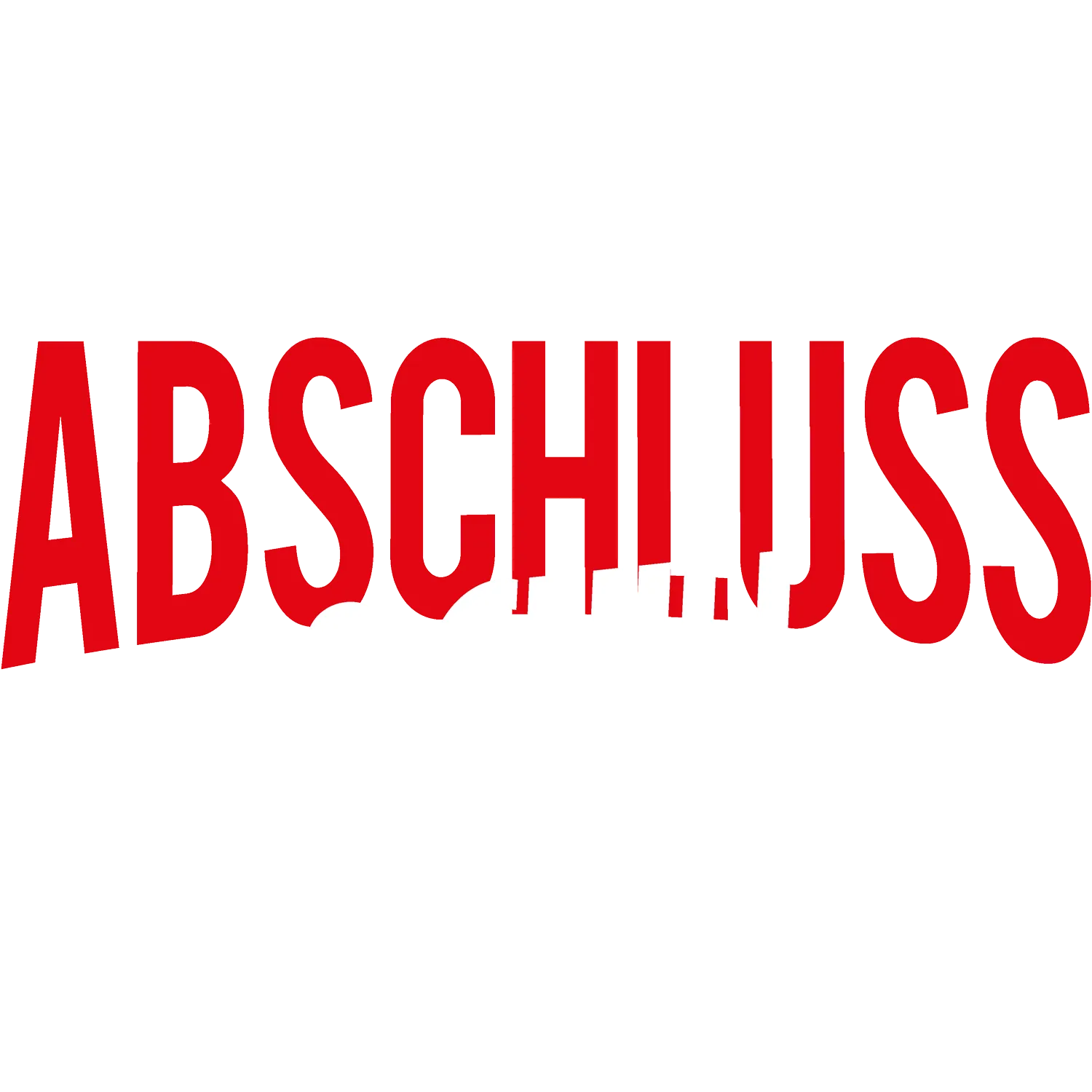 Große rote Buchstaben 'ABSCHLI.JSS' auf weißem Hintergrund.