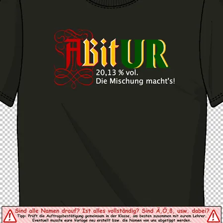 schwarzes_tshirt_abitur_design Abitur 20.13% vol. - die Mischung machts! design