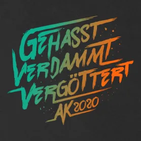 grafischer_schriftzug_ak2020 Gehasst Verdammt Vergöttert AK17 design