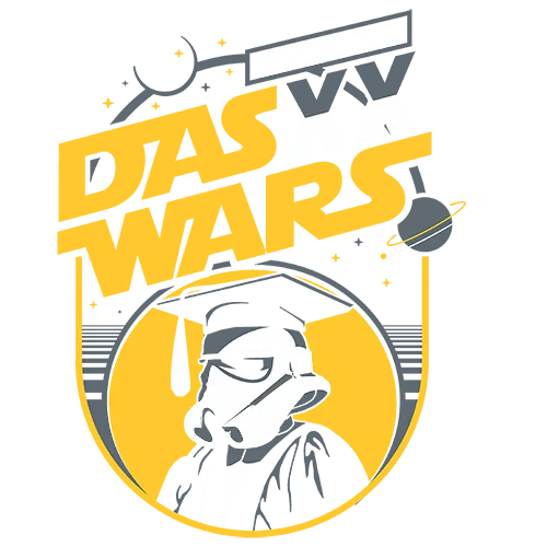 Illustration eines Charakters mit Brille und Atemgerät vor einem runden gelben Hintergrund mit Text "DAS XY WARS EPISODE".
