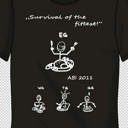 schwarzes_tshirt_mit_aufdruck Survival of the fittest design