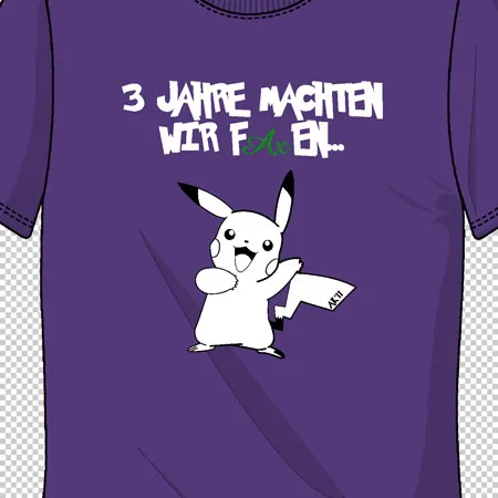 lila_tshirt_mit_pikachu_grafik 3 Jahre machten wir Faxen design