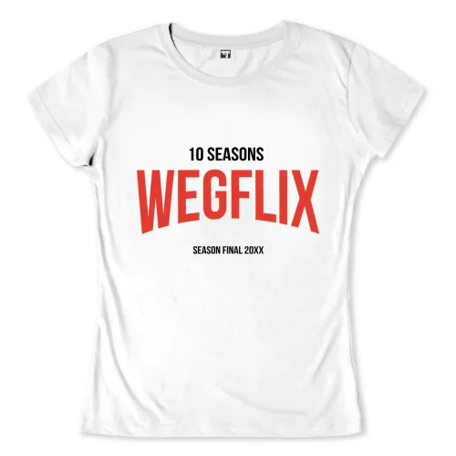 Logo mit dem Text "WEGFLIX" in roten Buchstaben, teilweise überlappend, auf weißem Hintergrund.
