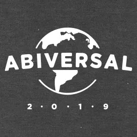 Logo mit dem Wort "ABIVERSAL", einer stilisierten Weltkarte und der Jahreszahl 2019.