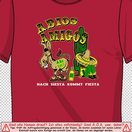 rotes_tshirt_mit_druck Abios Amigos nach Siesta kommt Fiesta design