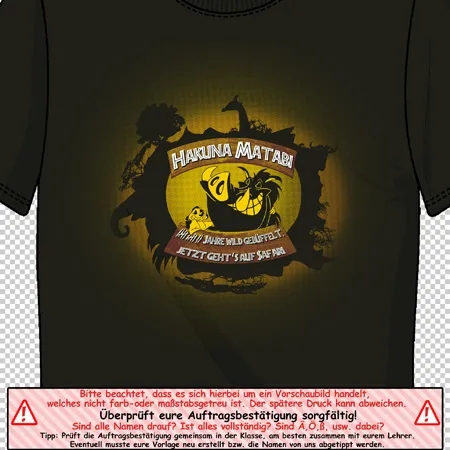 schwarzes_tshirt_mit_hakuna_matata_aufdruck Hakuna Matabi 12 Jahre wild gebüffelt jetzt gehts auf safabi design