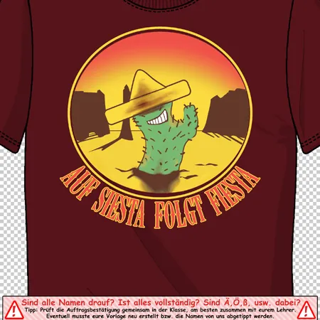 T_Shirt_Mit_Kaktus_Und_Spruch Auf siesta folgt fiesta design