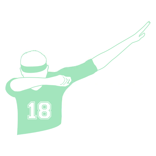 Silhouette einer Person in grün auf weißem Hintergrund.