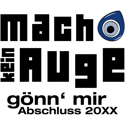 Blauer Kreis mit einem stilisierten Auge in der oberen rechten Ecke auf schwarzem Hintergrund.