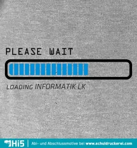 Grauer Hintergrund mit Ladebalken und Text "PLEASE WAIT LOADING INFORMATIK LK"